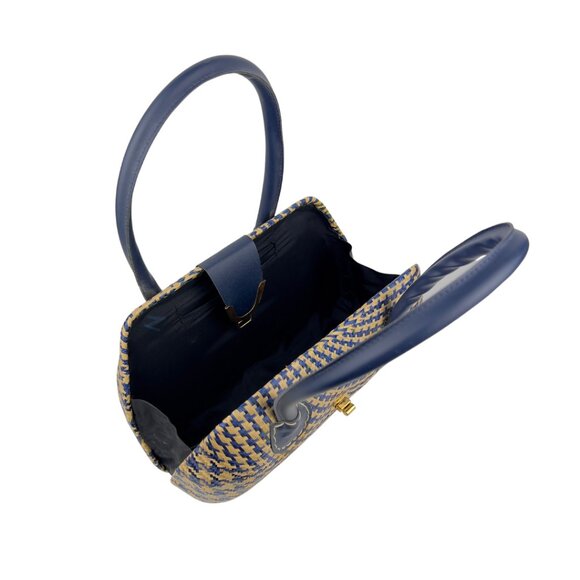 Vintage Woven Straw Houndstooth Handbag - Picture 4 of 4